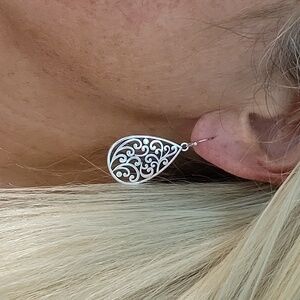 FRENCH SCROLLED TEARDROP EARRINGS